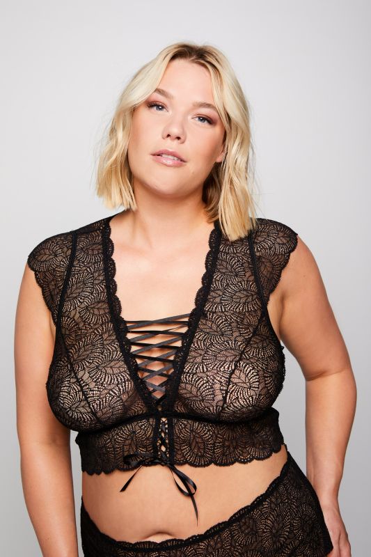 Lace Cap Sleeve Cropped Bralette