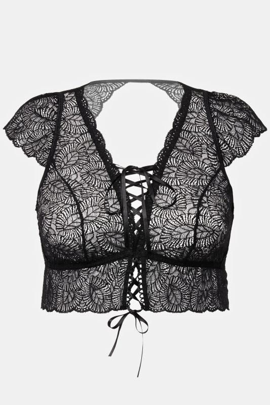 Lace Cap Sleeve Cropped Bralette