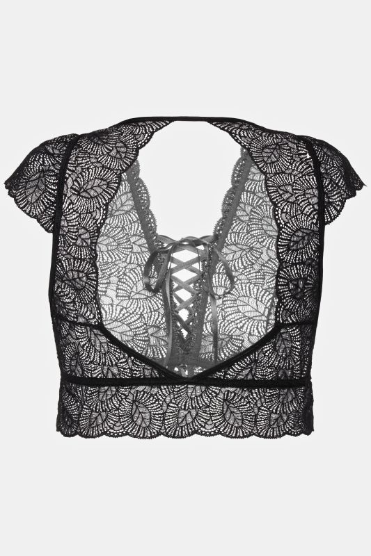 Lace Cap Sleeve Cropped Bralette