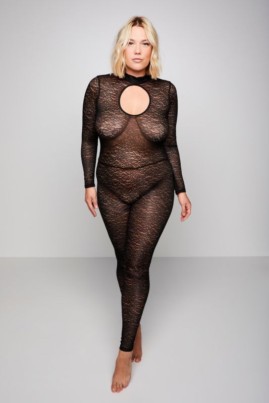 Sheer Leopard Print Lace Catsuit