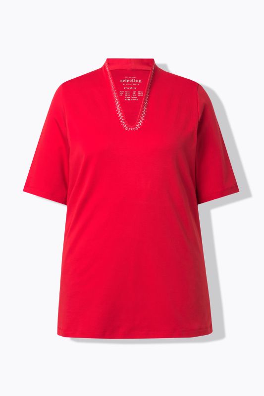 Rhinestone V-Neck Pima Cotton Tee