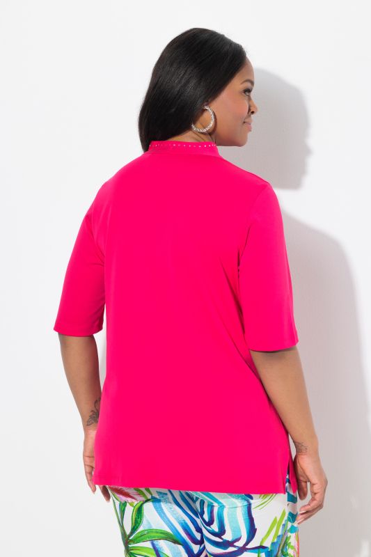 Rhinestone V-Neck Pima Cotton Tee