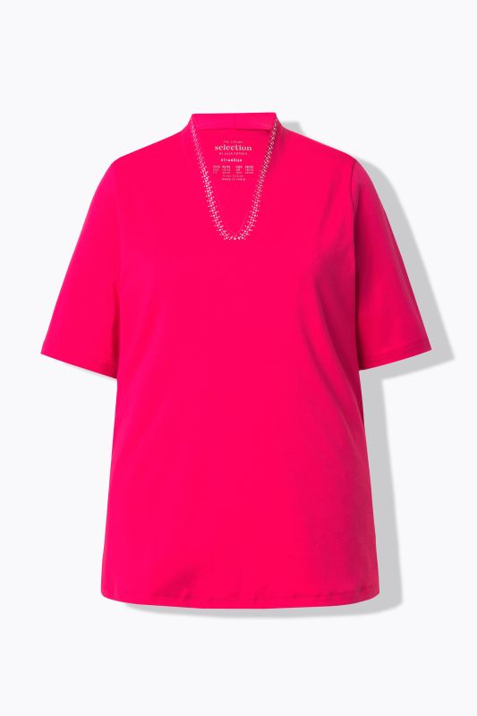 Rhinestone V-Neck Pima Cotton Tee