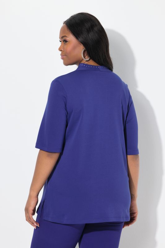 Rhinestone V-Neck Pima Cotton Tee