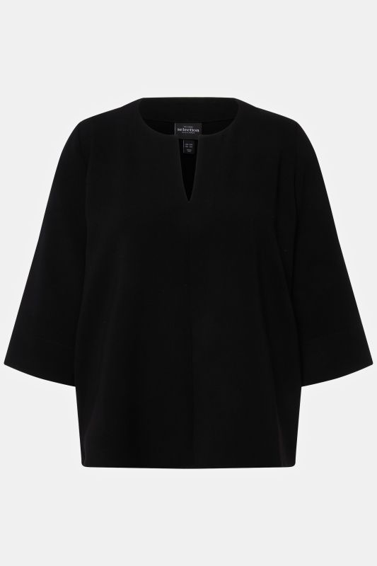 Split Neck 3/4 Sleeve Blouse