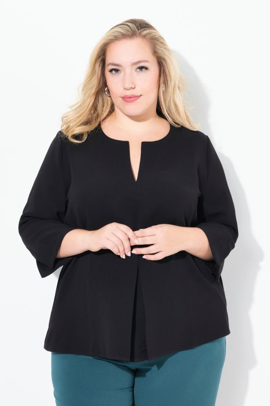 Split Neck 3/4 Sleeve Blouse