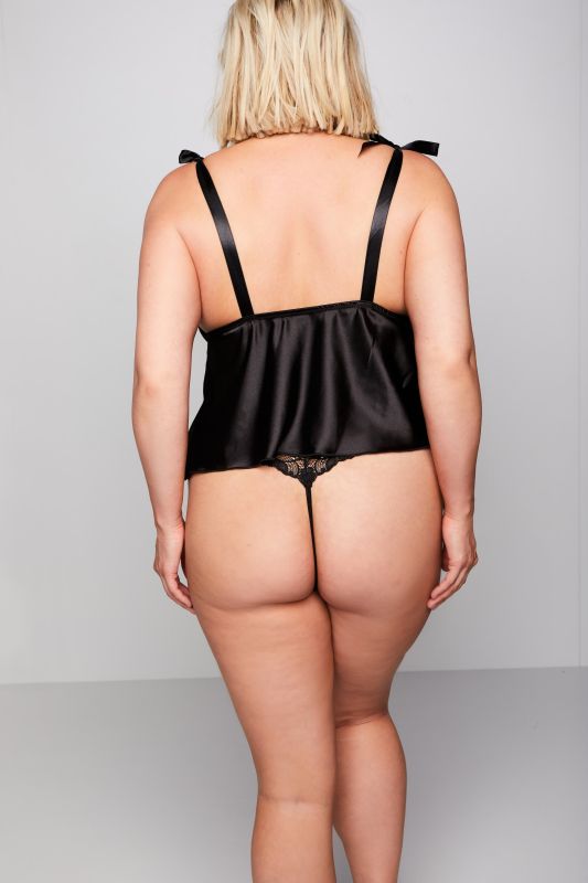 Camisole, ouvert thong, lace, decorative stones