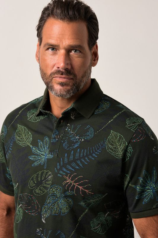 Polo shirt, short sleeve, all-over print, polo collar, up to 8 XL