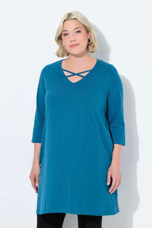 Criss Cross V-Neckline Swing Knit Tunic