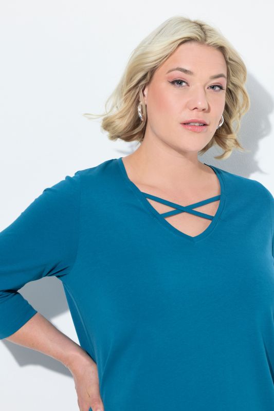 Criss Cross V-Neckline Swing Knit Tunic