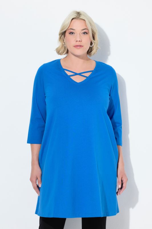 Criss Cross V-Neckline Swing Knit Tunic