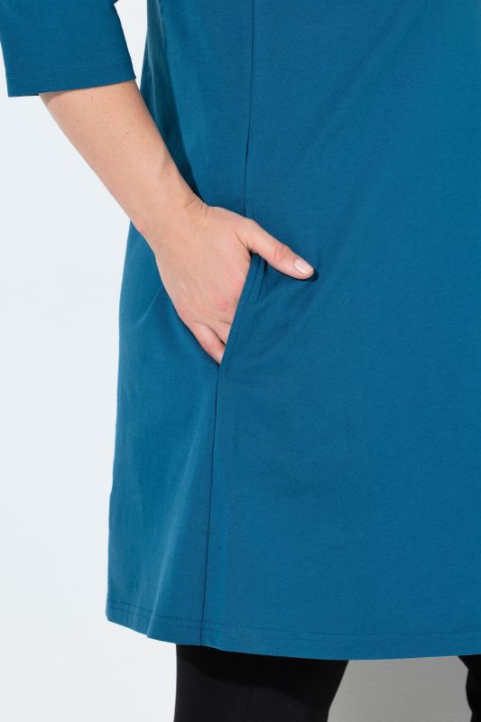 Square Neckline Knit Swing A-line Pocket Tunic