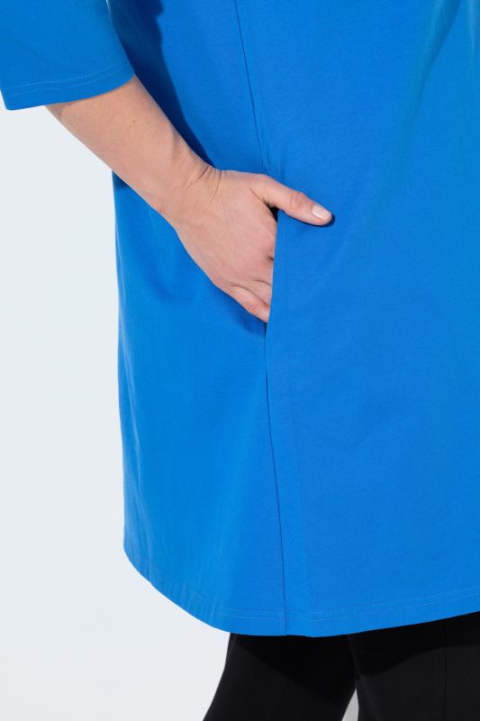 Square Neckline Knit Swing A-line Pocket Tunic