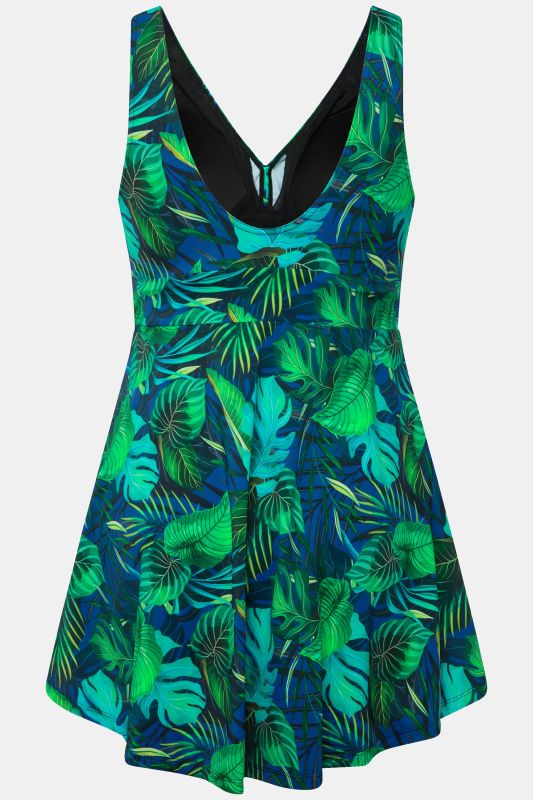 Jungle Leaf Print Swim Dress