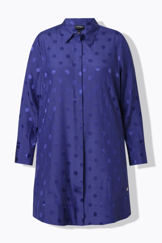 Textured Polka Dot Long Sleeve Tunic Blouse
