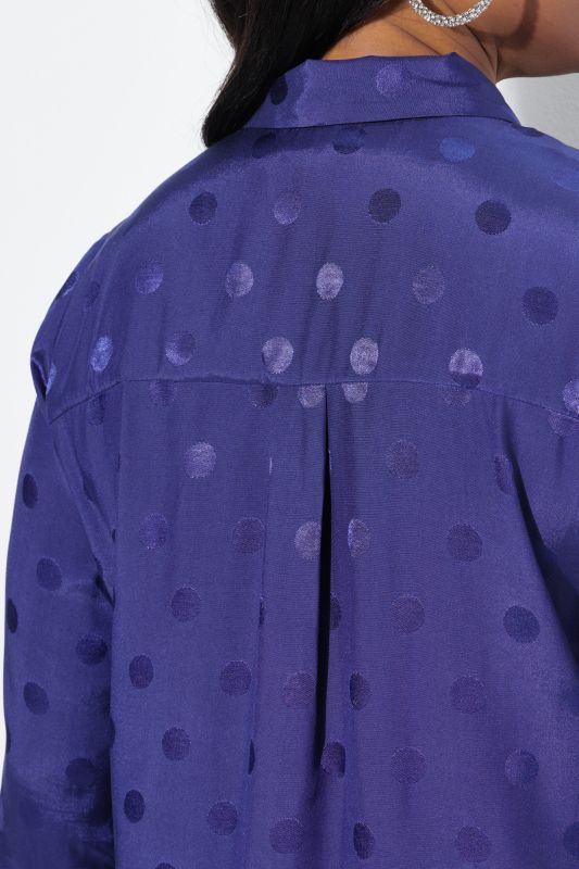 Textured Polka Dot Long Sleeve Tunic Blouse