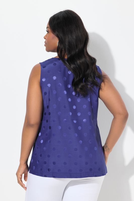 Textured Polka Dot Sleeveless Blouse