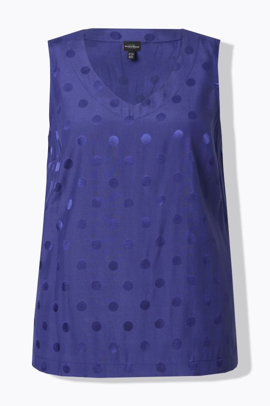 Textured Polka Dot Sleeveless Blouse