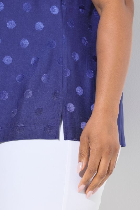 Textured Polka Dot Sleeveless Blouse