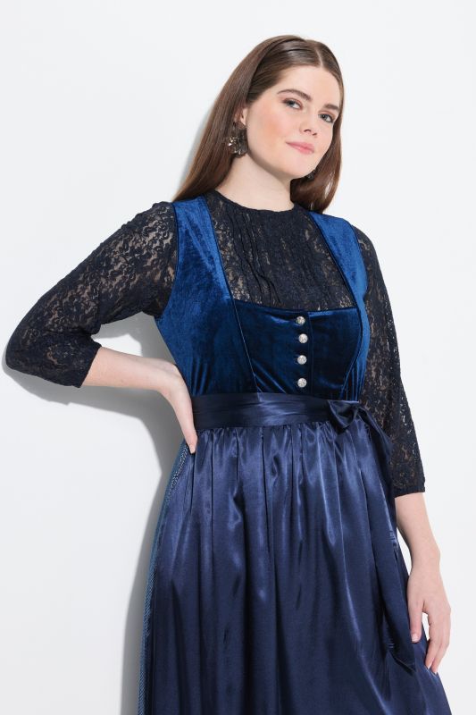Stretch Lace 3/4 Sleeve Dirndl Blouse