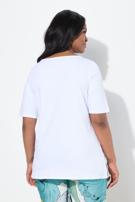 Rhinestone Neckline Short Sleeve Tee
