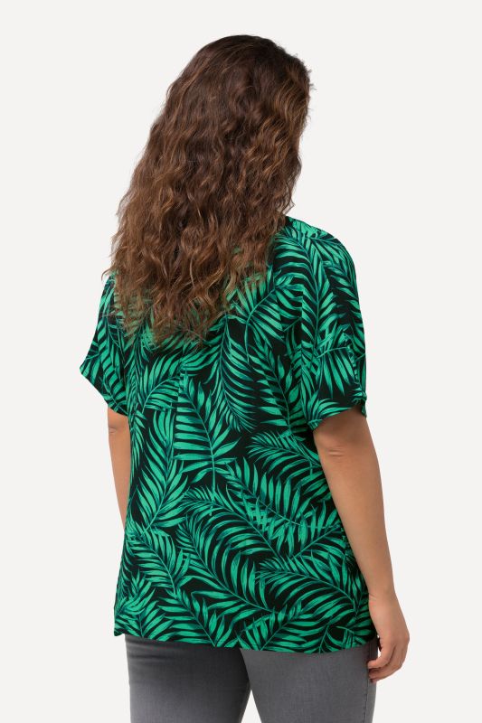Palm Leaf Short Sleeve Blouse