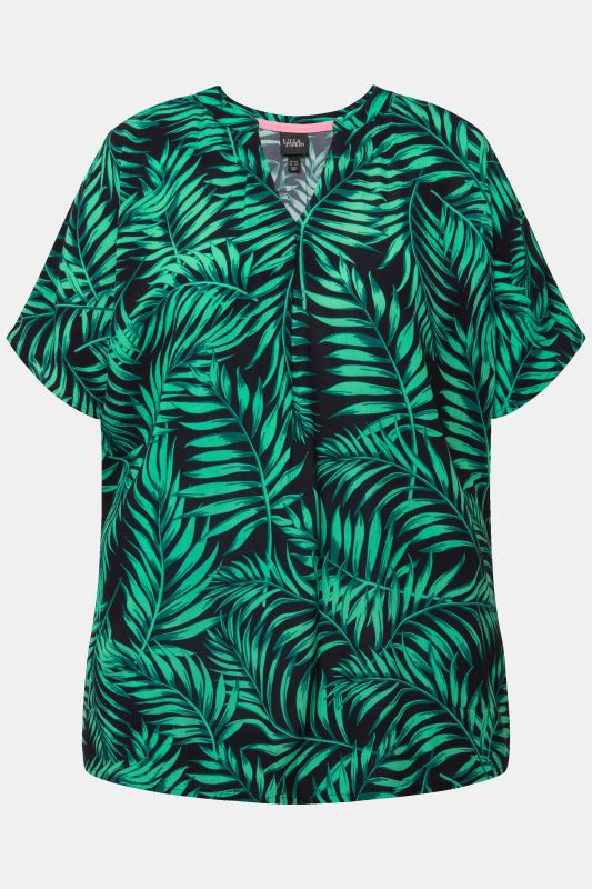 Palm Leaf Short Sleeve Blouse