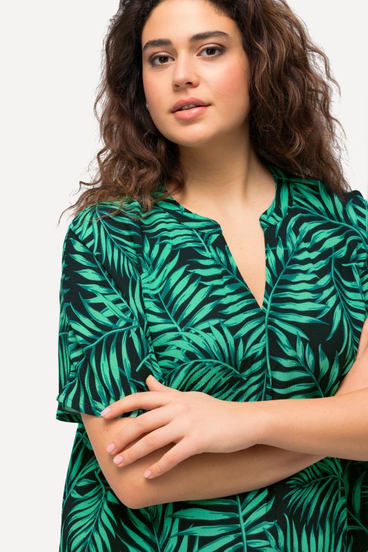 Palm Leaf Short Sleeve Blouse