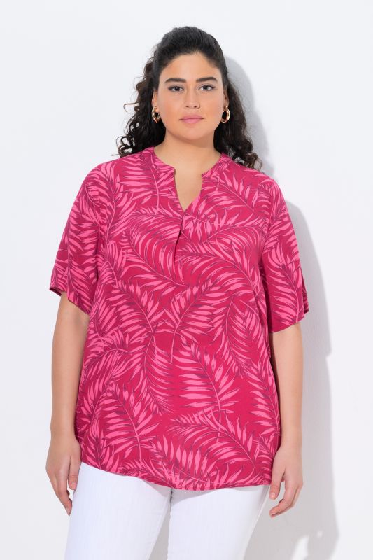 Palm Leaf Short Sleeve Blouse