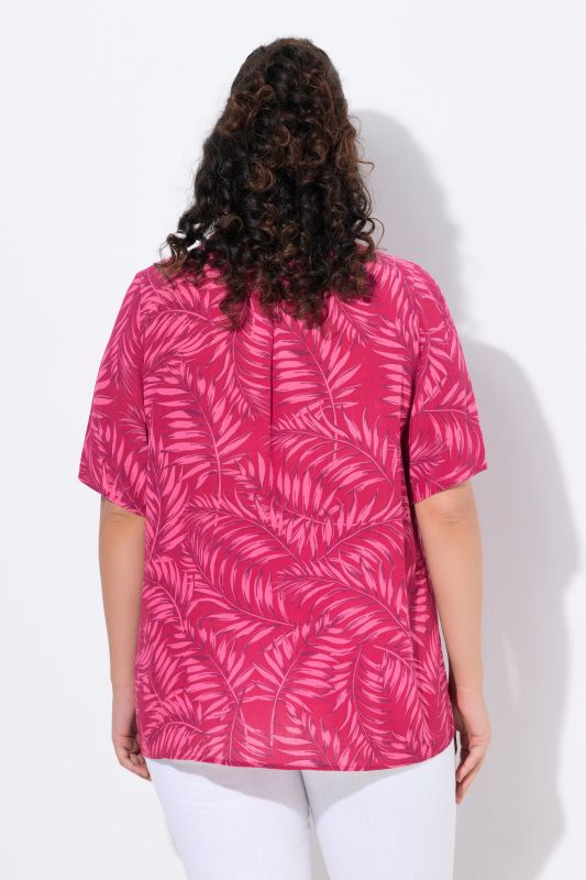 Palm Leaf Short Sleeve Blouse
