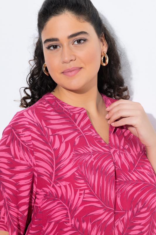 Palm Leaf Short Sleeve Blouse