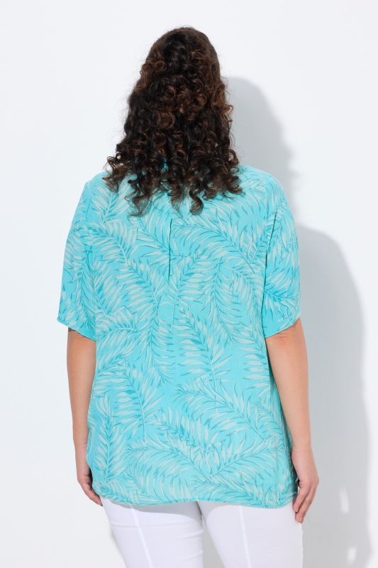 Palm Leaf Short Sleeve Blouse