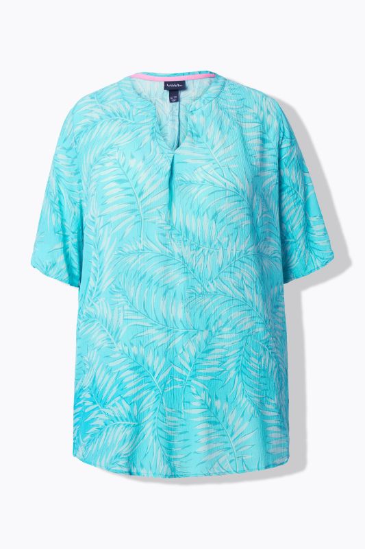 Palm Leaf Short Sleeve Blouse