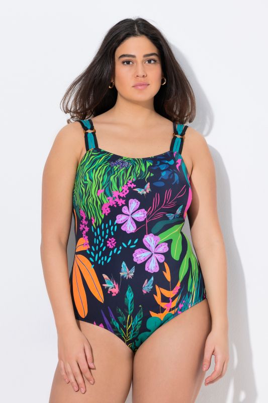 Vibrant Floral Split Strap Swimsuit