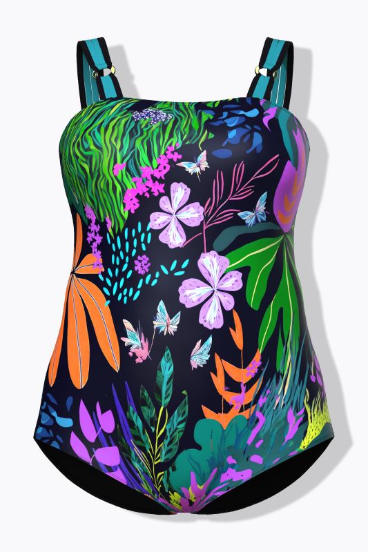 Vibrant Floral Split Strap Swimsuit