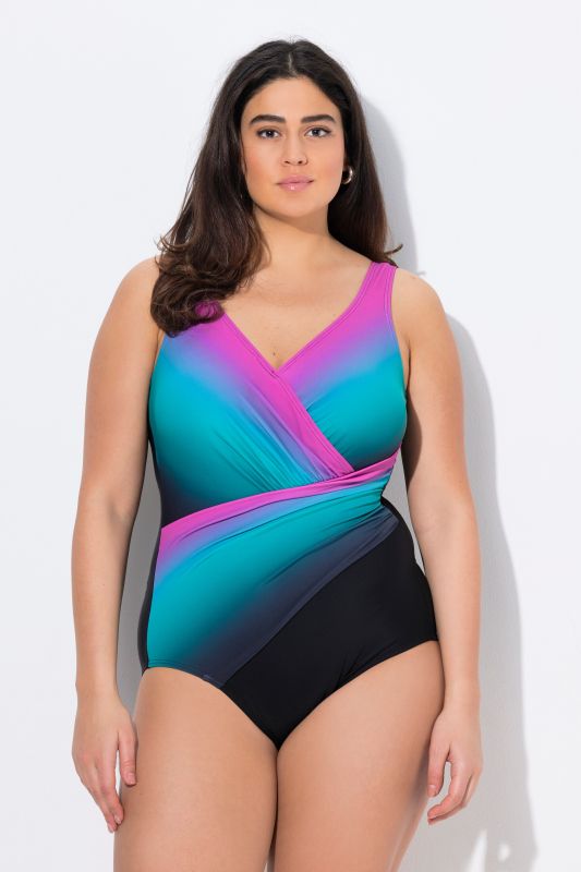Gradient Wrap Look One Piece Swimsuit