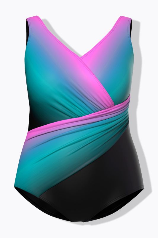Gradient Wrap Look One Piece Swimsuit