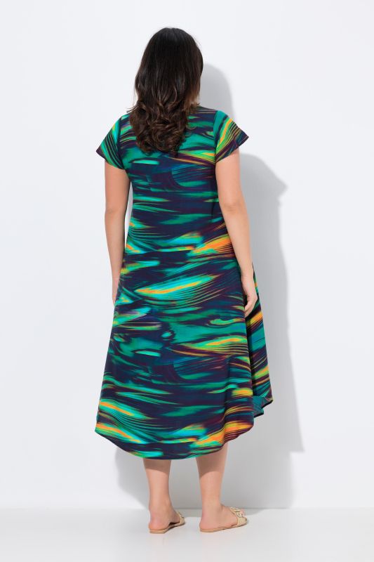Ripple Print Cap Sleeve Dress