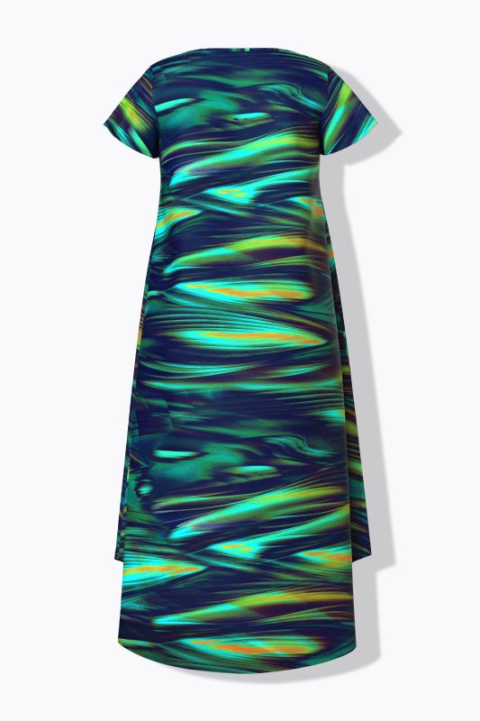 Ripple Print Cap Sleeve Dress