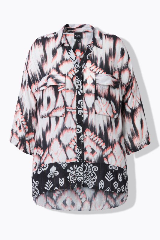 Sparkling Button Down Tunic Blouse