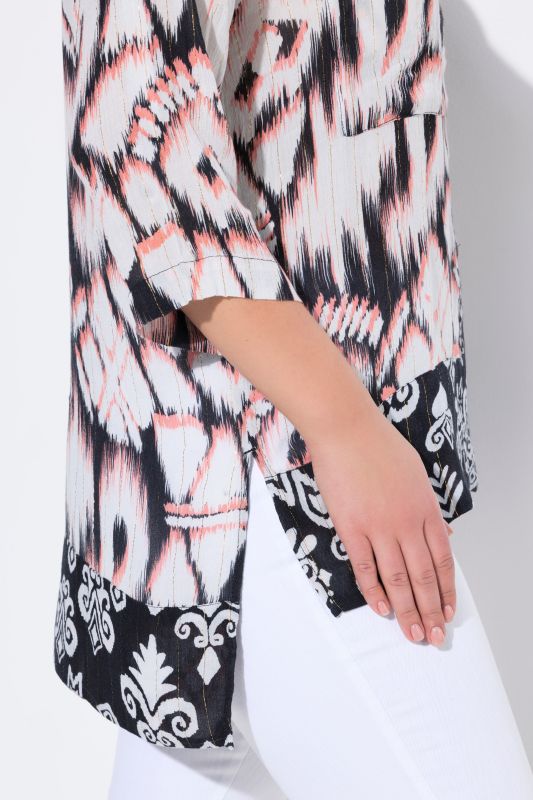 Sparkling Button Down Tunic Blouse
