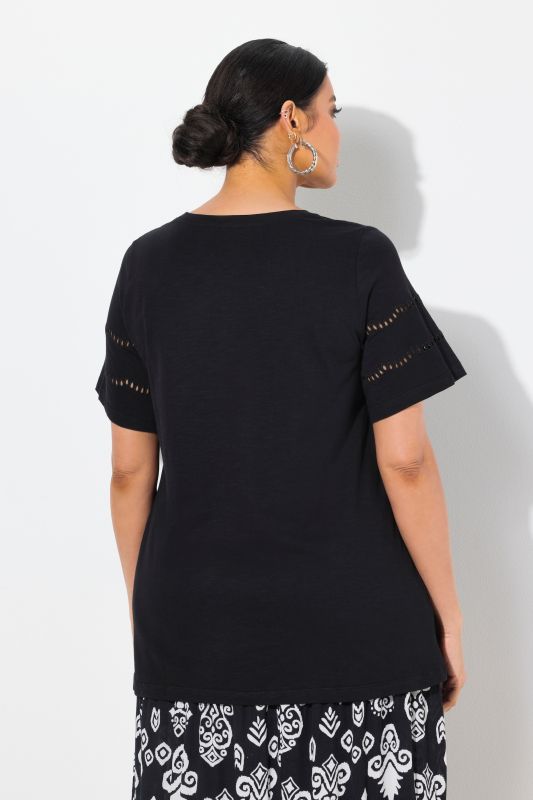 Openwork Detail Short Sleeve Tee