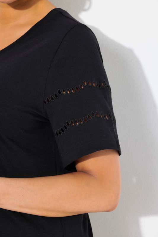 Openwork Detail Short Sleeve Tee