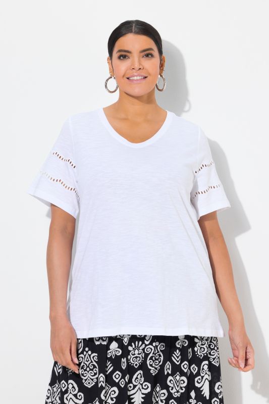 Openwork Detail Short Sleeve Tee