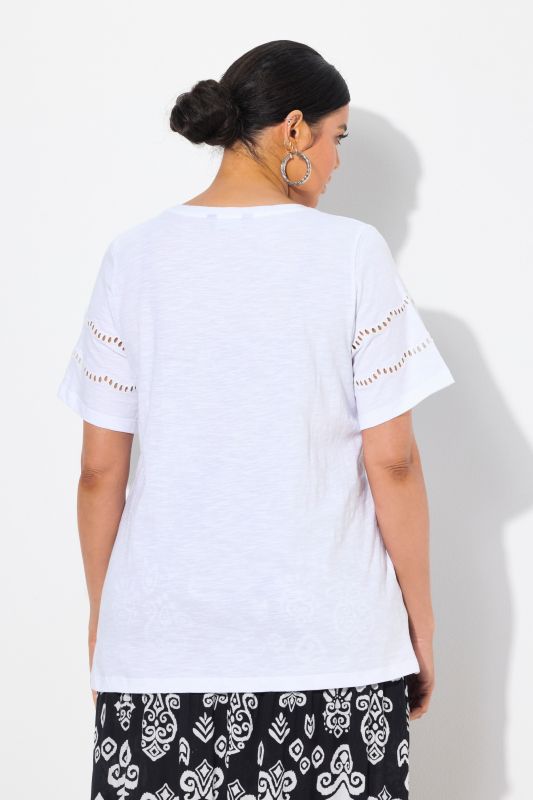 Openwork Detail Short Sleeve Tee