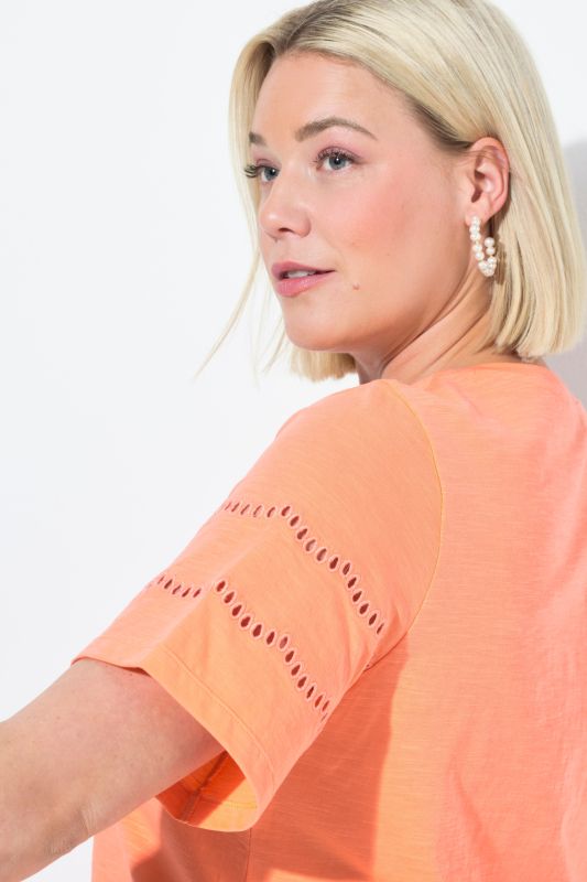 Openwork Detail Short Sleeve Tee