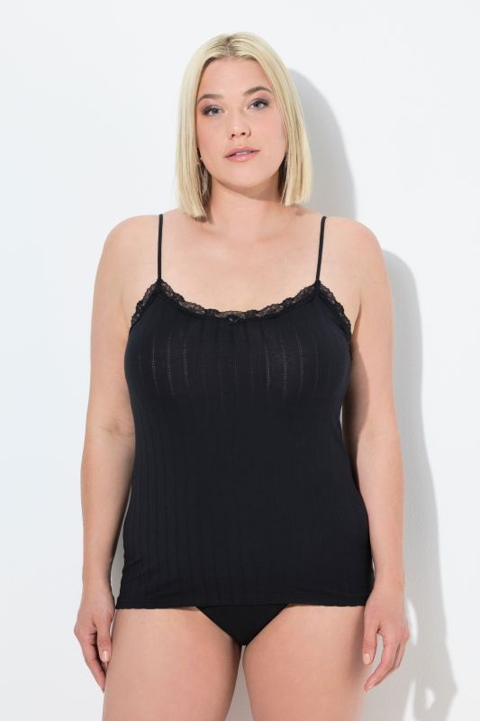 Openwork Stripe Spaghetti Strap Camisole