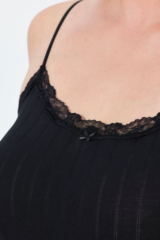 Openwork Stripe Spaghetti Strap Camisole