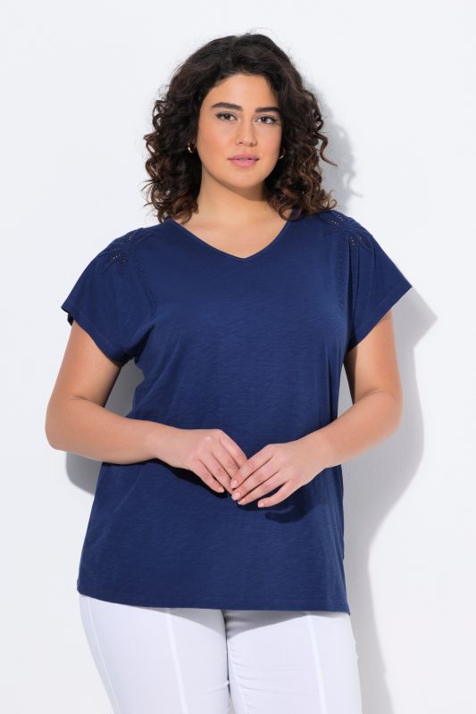 Palm Tree Embroidered Cap Sleeve Tee