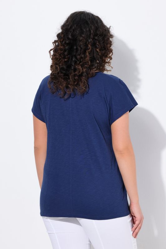 Palm Tree Embroidered Cap Sleeve Tee